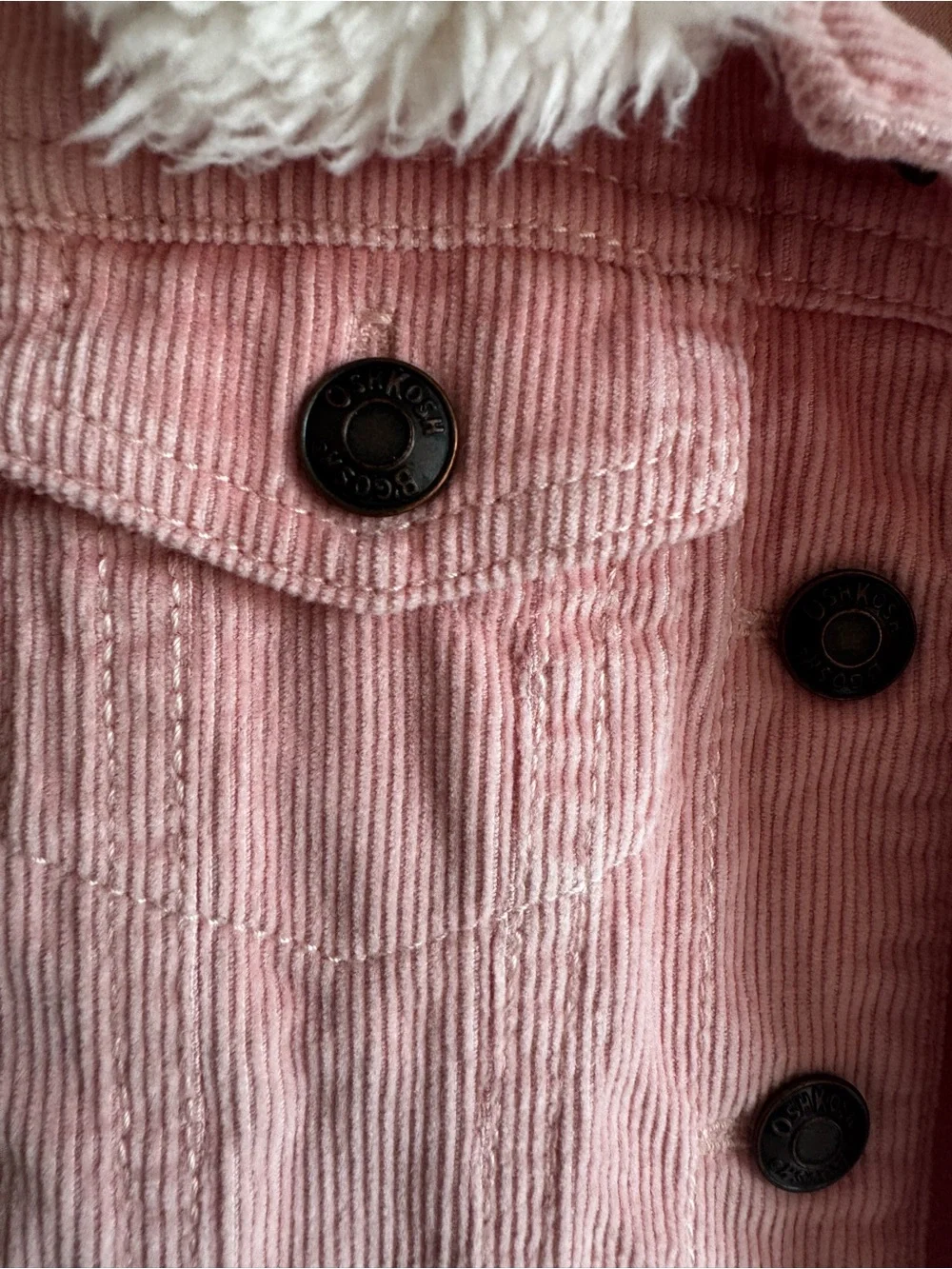 OshKosh B'gosh Pink Corduroy Jacket with Cream Sherpa Collar
